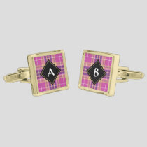 Pink, Gold and Blue Tartan Cufflinks