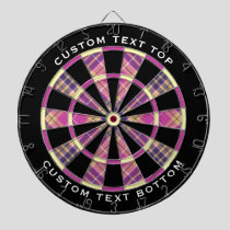 Pink, Gold and Blue Tartan Dart Board