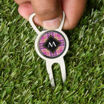 Pink, Gold and Blue Tartan Divot Tool