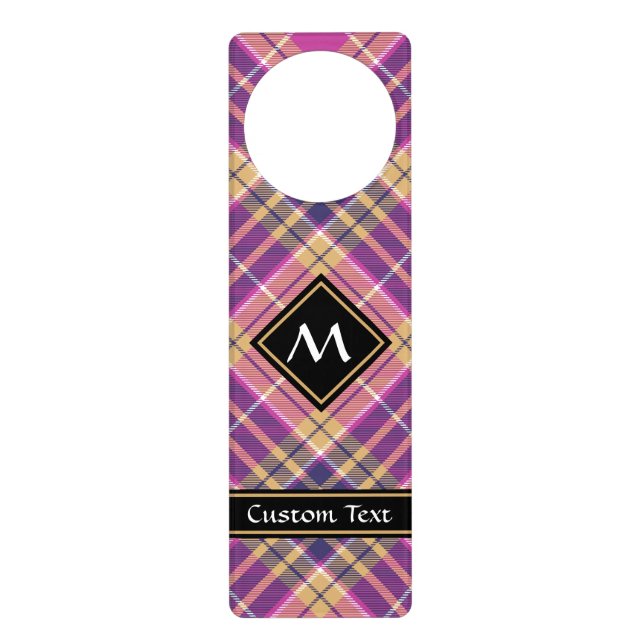 Pink, Gold and Blue Tartan Door Hanger (Front)