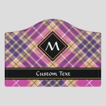 Pink, Gold and Blue Tartan Door Sign