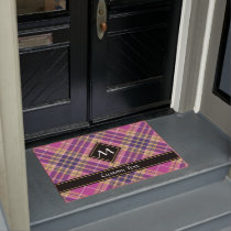 Pink, Gold and Blue Tartan Doormat