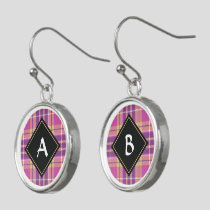 Pink, Gold and Blue Tartan Earrings