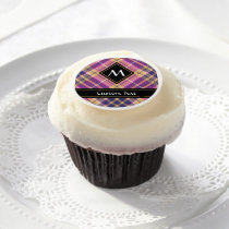 Pink, Gold and Blue Tartan Edible Frosting Rounds