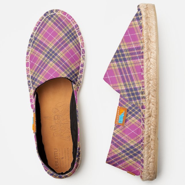 Pink, Gold and Blue Tartan Espadrilles (Side)