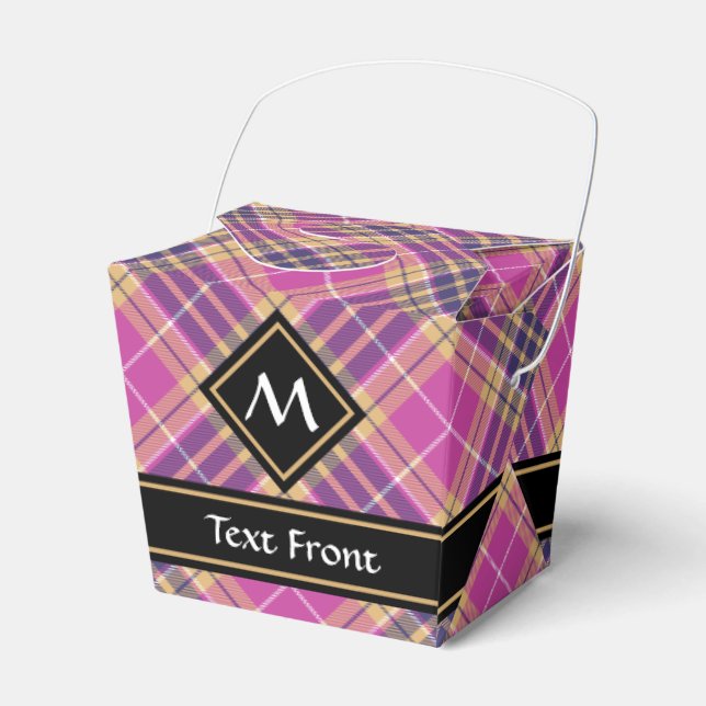 Pink, Gold and Blue Tartan Favor Boxes (Front Side)