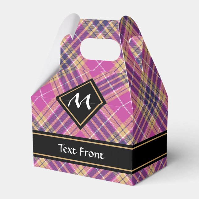 Pink, Gold and Blue Tartan Favor Boxes (Front Side)