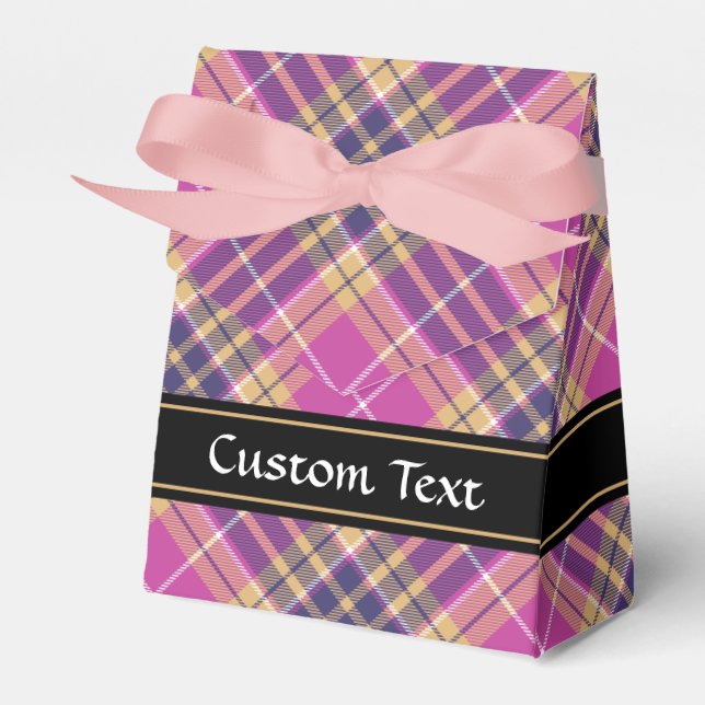 Pink, Gold and Blue Tartan Favor Boxes (Front Side)