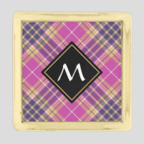Pink, Gold and Blue Tartan Finish Lapel Pin