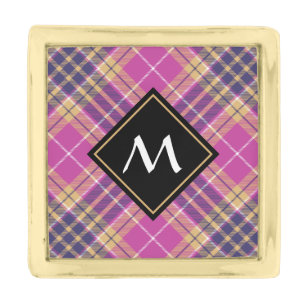 Pink, Gold and Blue Tartan Finish Lapel Pin