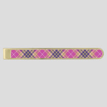 Pink, Gold and Blue Tartan Finish Tie Bar