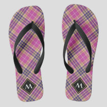 Pink, Gold and Blue Tartan Flip Flops