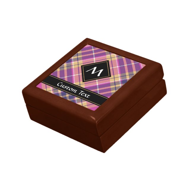 Pink, Gold and Blue Tartan Gift Box (Side)