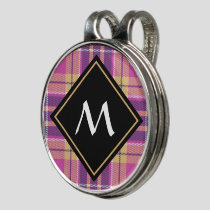 Pink, Gold and Blue Tartan Golf Hat Clip