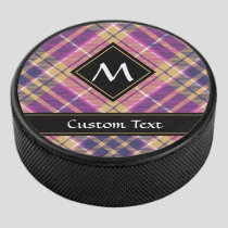 Pink, Gold and Blue Tartan Hockey Puck