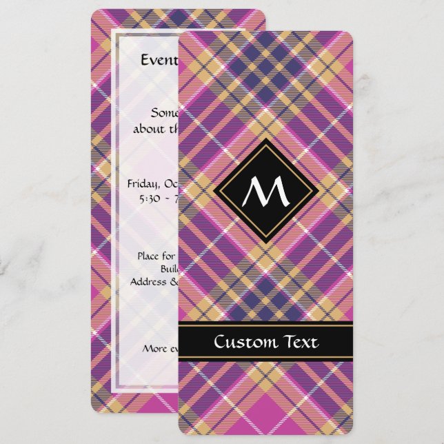 Pink, Gold and Blue Tartan Invitation (Front/Back)