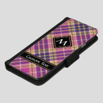 Pink, Gold and Blue Tartan iPhone 8/7 Wallet Case