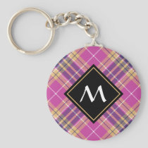 Pink, Gold and Blue Tartan Keychain