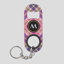 Pink, Gold and Blue Tartan Keychain Bottle Opener