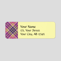 Pink, Gold and Blue Tartan Label