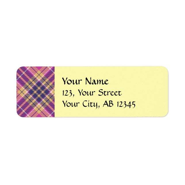 Pink, Gold and Blue Tartan Label (Front)