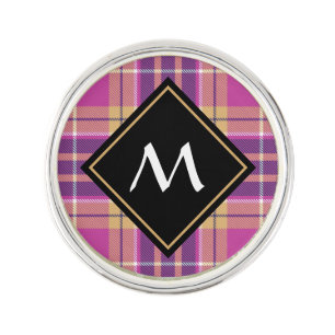 Pink, Gold and Blue Tartan Lapel Pin