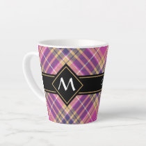 Pink, Gold and Blue Tartan Latte Mug