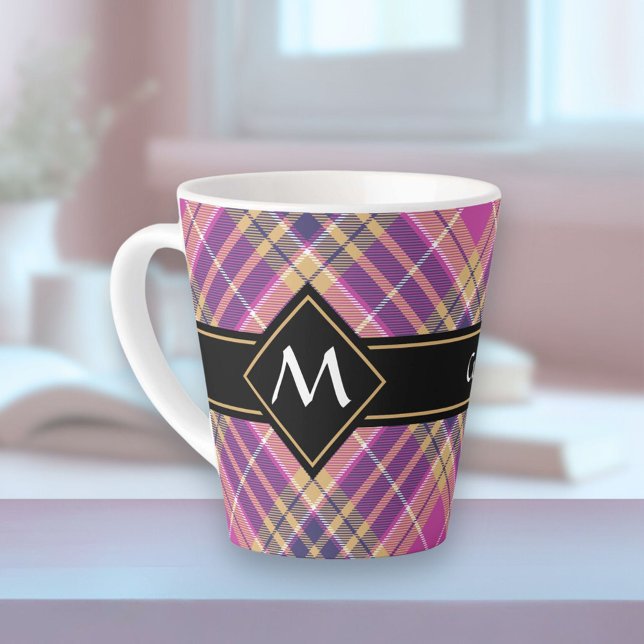 Pink, Gold and Blue Tartan Latte Mug (Creator Uploaded)