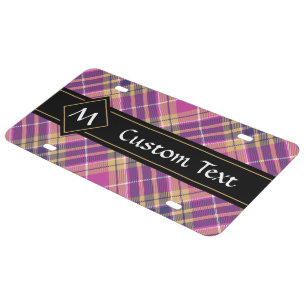 Pink, Gold and Blue Tartan License Plate