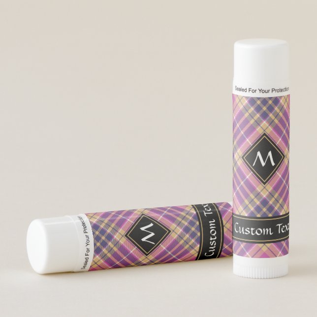 Pink, Gold and Blue Tartan Lip Balm (Front)