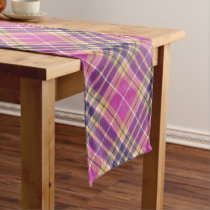 Pink, Gold and Blue Tartan Long Table Runner