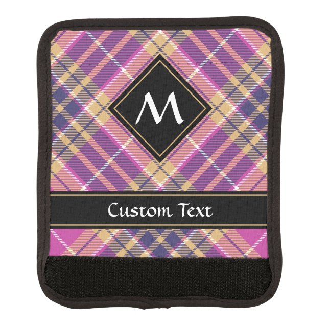 Pink, Gold and Blue Tartan Luggage Handle Wrap (Front)