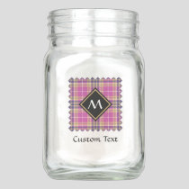 Pink, Gold and Blue Tartan Mason Jar