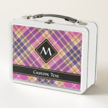 Pink, Gold and Blue Tartan Metal Lunch Box
