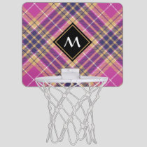 Pink, Gold and Blue Tartan Mini Basketball Hoop