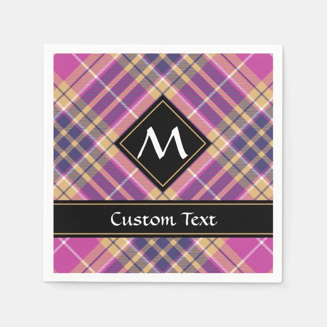 Pink, Gold and Blue Tartan Napkins (Front)