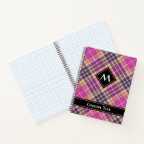 Pink, Gold and Blue Tartan Notebook