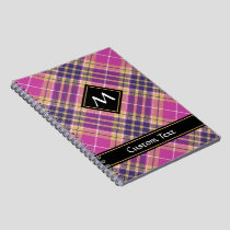 Pink, Gold and Blue Tartan Notebook