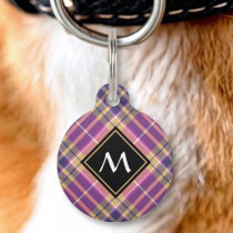 Pink, Gold and Blue Tartan Pet ID Tag
