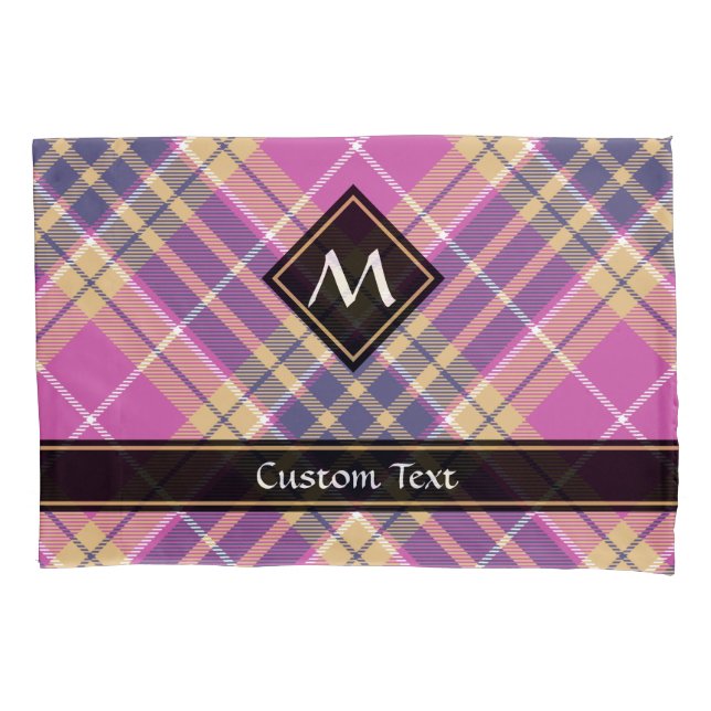 Pink, Gold and Blue Tartan Pillow Case (Front)