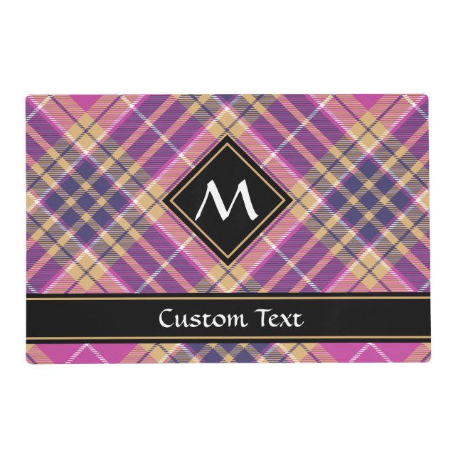 Pink, Gold and Blue Tartan Placemat (Front)