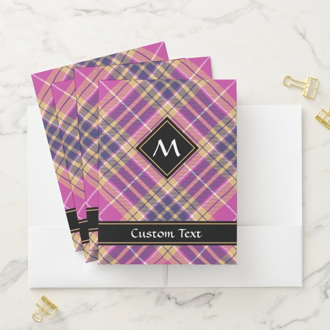 Pink, Gold and Blue Tartan Pocket Folder (In Situ)