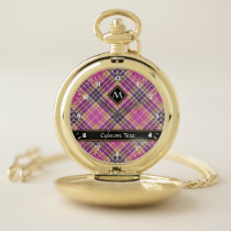 Pink, Gold and Blue Tartan Pocket Watch