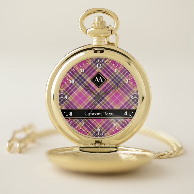 Pink, Gold and Blue Tartan Pocket Watch (Inside)