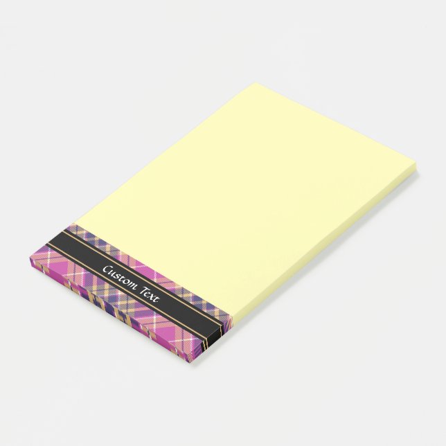 Pink, Gold and Blue Tartan Post-it Notes (Angled)