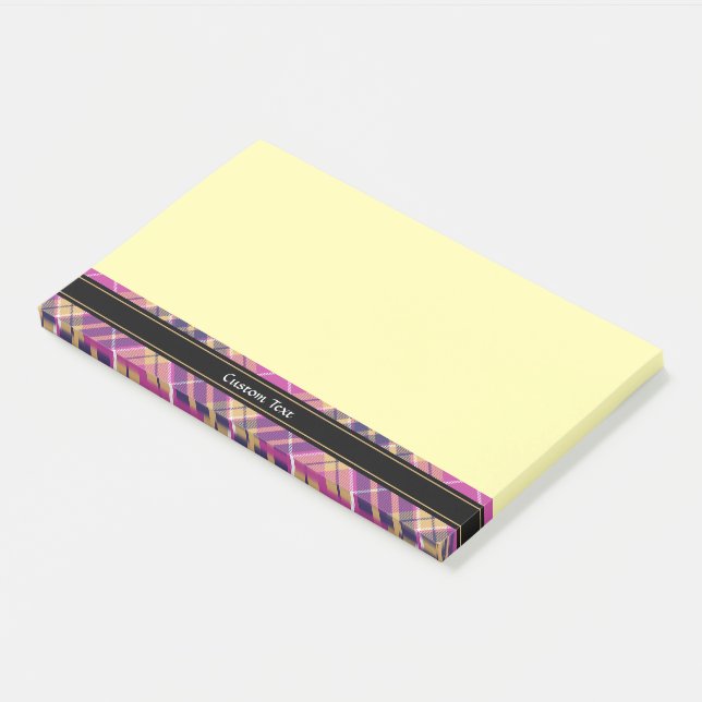 Pink, Gold and Blue Tartan Post-it Notes (Angled)