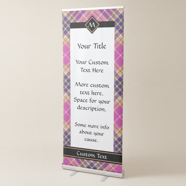 Pink, Gold and Blue Tartan Retractable Banner (3/4)