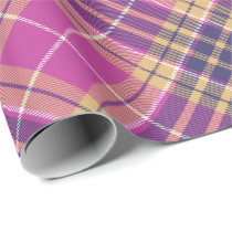 Pink, Gold and Blue Tartan Rotated Wrapping Paper