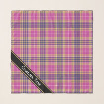 Pink, Gold and Blue Tartan Scarf