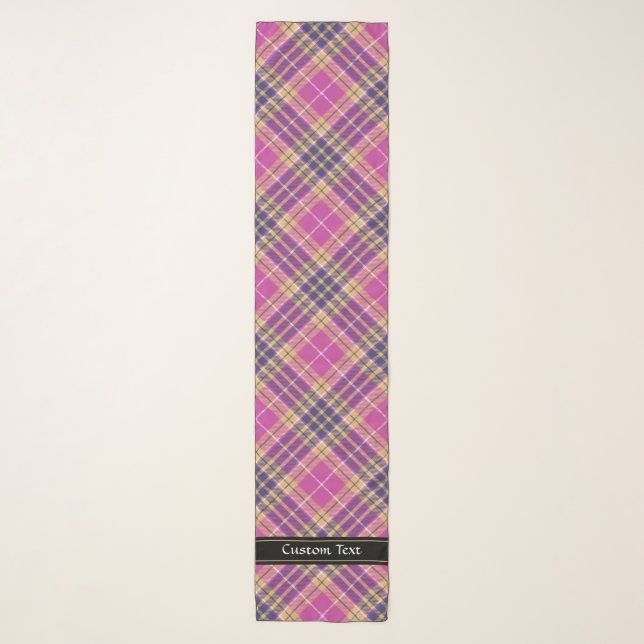 Pink, Gold and Blue Tartan Scarf (Front)